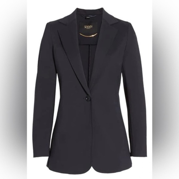 Seventy Technical Stretch Navy Blue Single Breasted Blazer Jacket Size 14 NWT - Picture 1 of 9